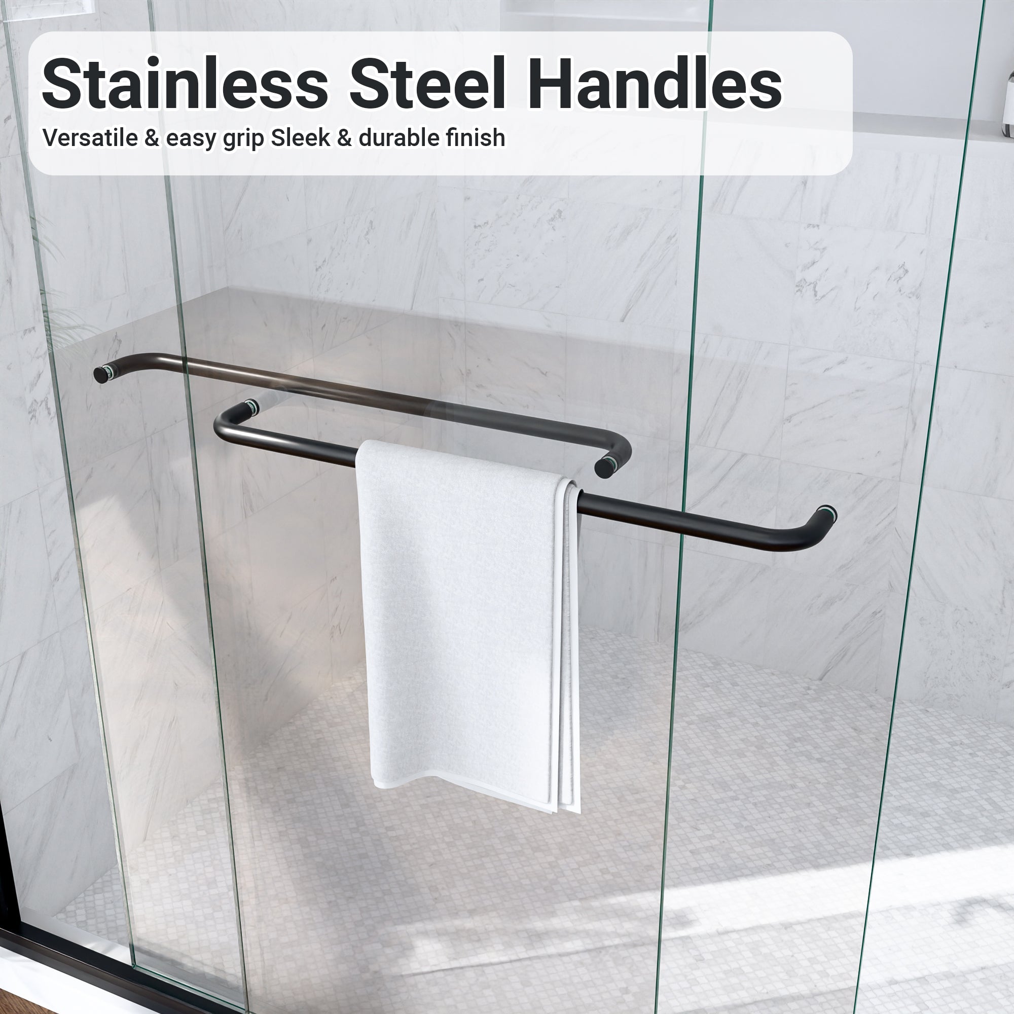 56"-60"W*60" H Semi-Frameless Double Sliding Shower Door, Bypass Shower Door, 1/4" (6mm) Thick SGCC Tempered Glass Door