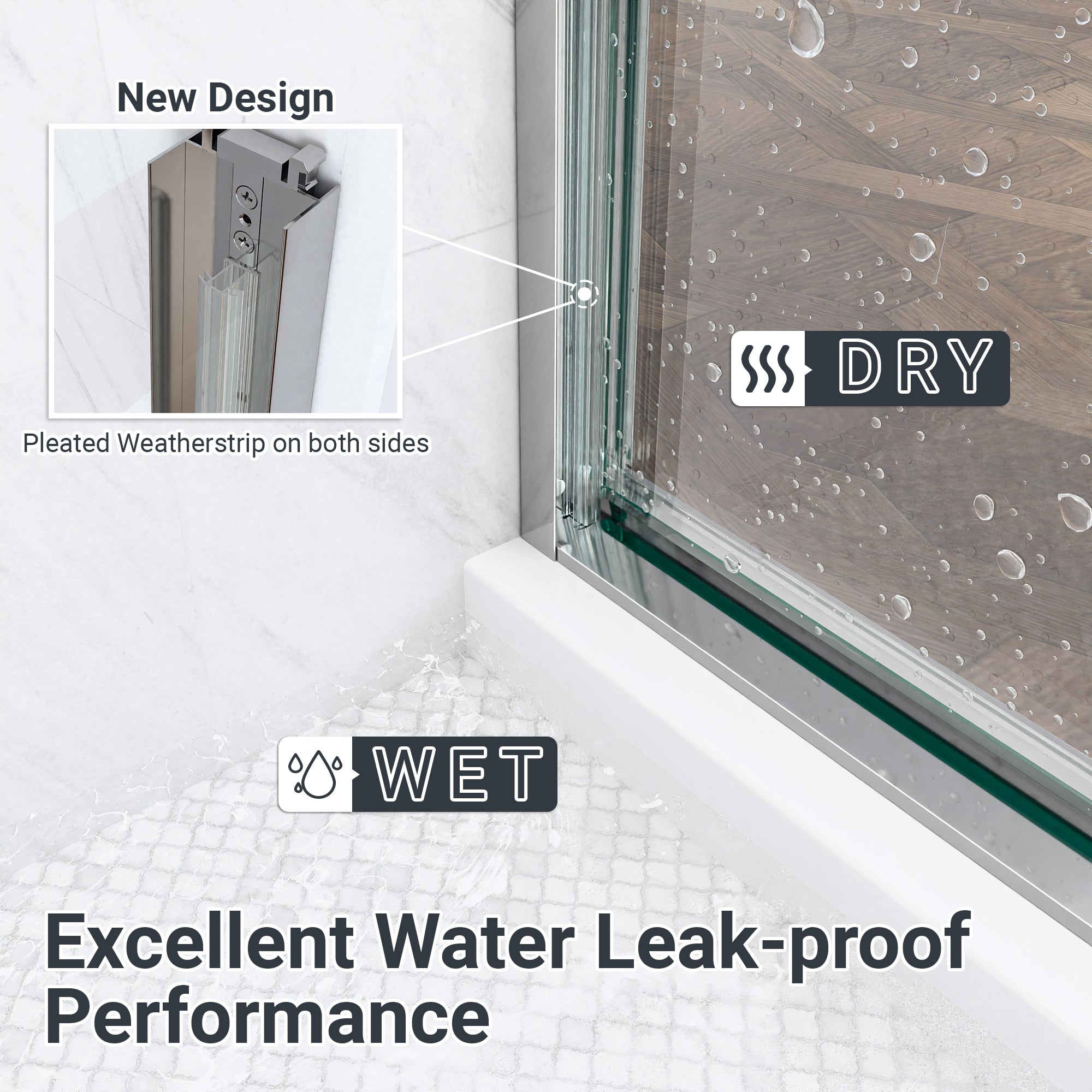 56"-60"W*72" H Semi-Frameless Double Sliding Shower Door, Bypass Shower Door, 1/4" (6mm) Thick SGCC Tempered Glass Door
