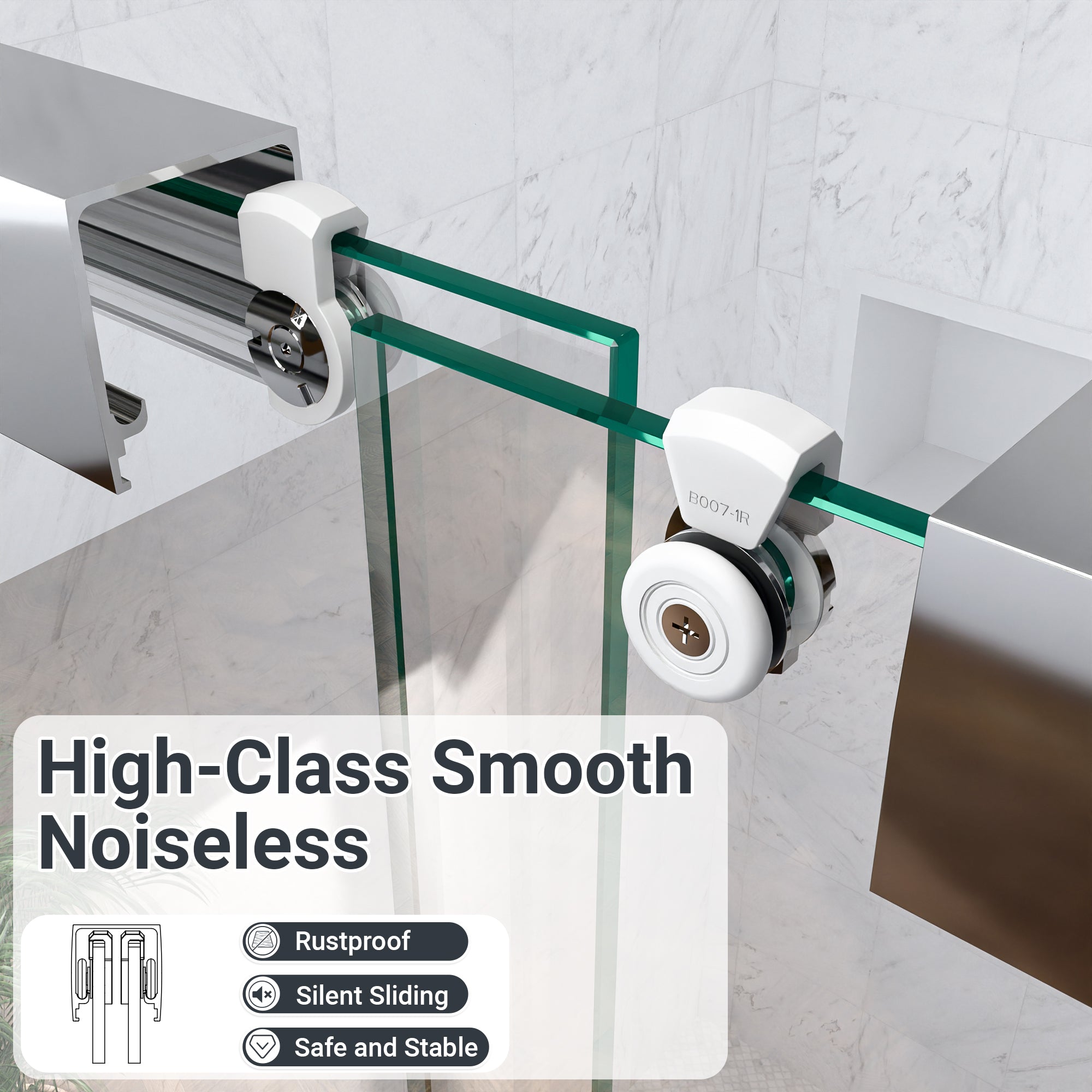 56"-60"W*72" H Semi-Frameless Double Sliding Shower Door, Bypass Shower Door, 1/4" (6mm) Thick SGCC Tempered Glass Door