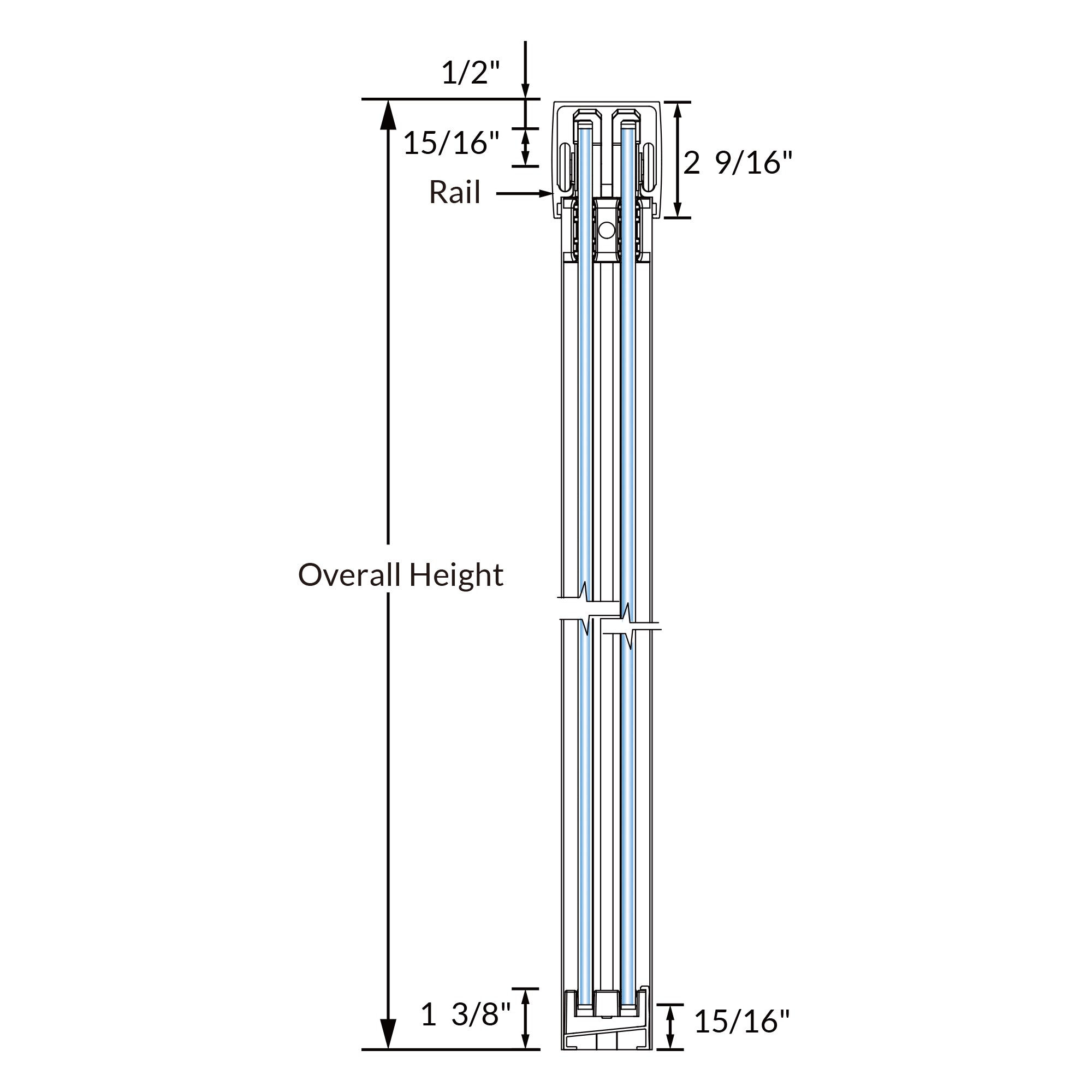 SD06 48"-72" Semi-Frameless Sliding Shower Door Hardware Kits
