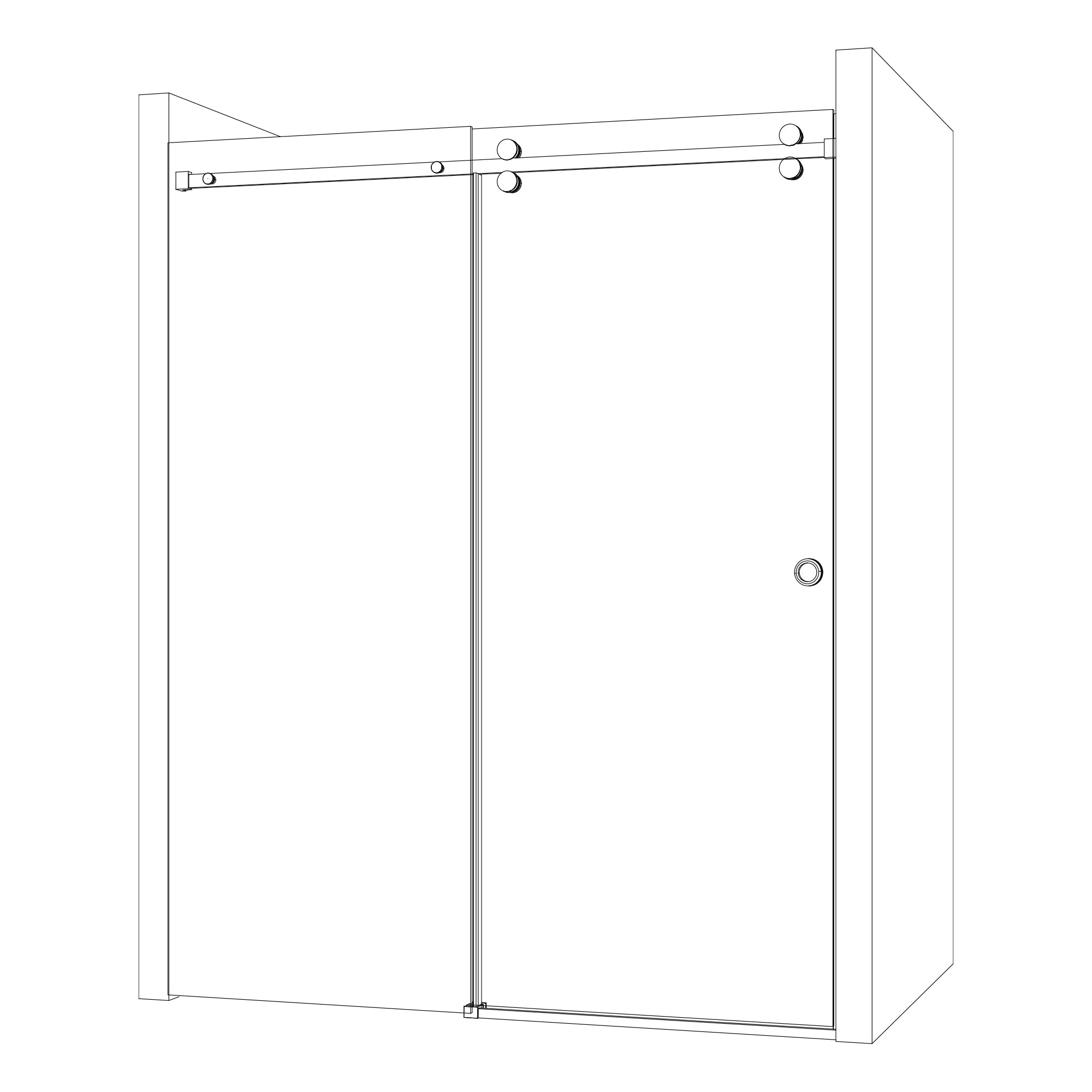 Professional SD10 78"×80" Sliding Shower Door Kit with Square Track & 4 Stainless Steel Rollers – Fits 3/8" 5/16" Glass – Multiple Finishes Available