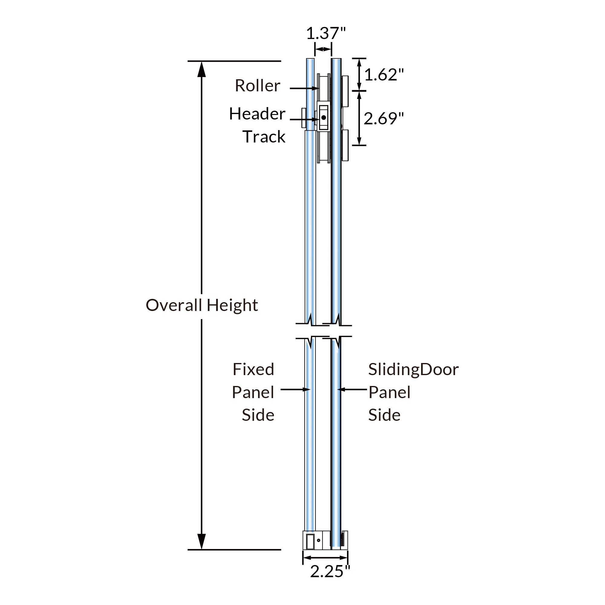 Professional SD10 78"×80" Sliding Shower Door Kit with Square Track & 4 Stainless Steel Rollers – Fits 3/8" 5/16" Glass – Multiple Finishes Available