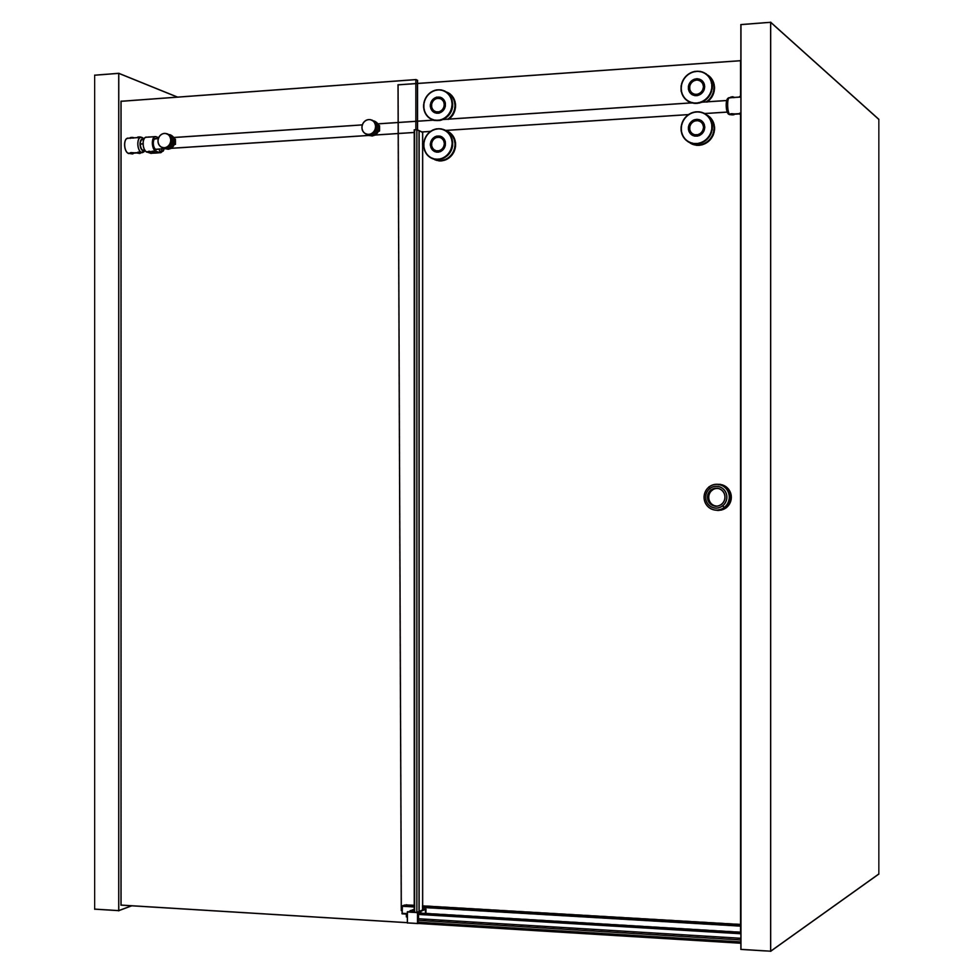 LunaFlow SD11 78"×80“  Sliding Shower Door Kit with Round Header & 4 Stainless Steel Rollers – Fits 3/8" 5/16" Glass – Multiple Finishes