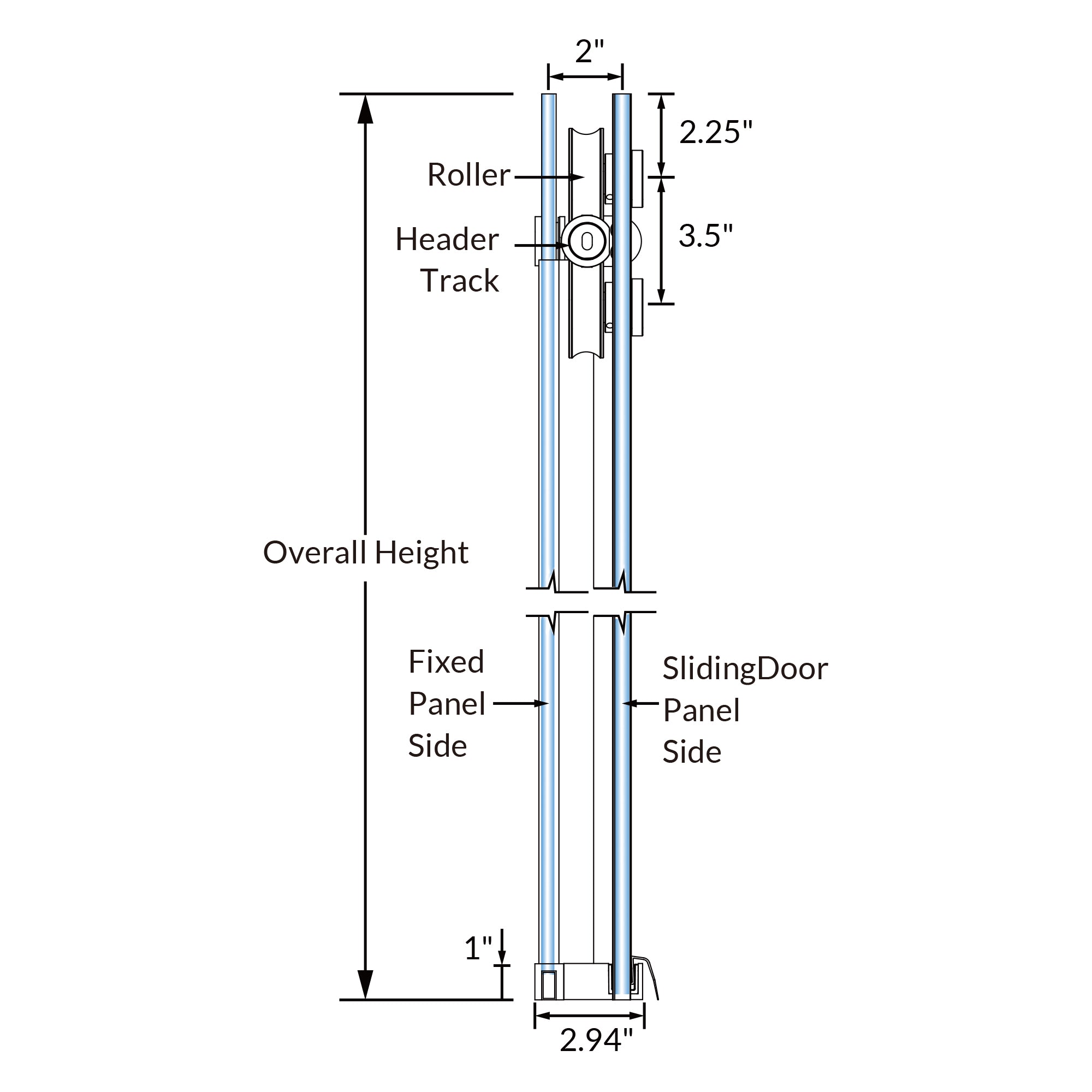 LunaFlow SD11 78"×80“  Sliding Shower Door Kit with Round Header & 4 Stainless Steel Rollers – Fits 3/8" 5/16" Glass – Multiple Finishes