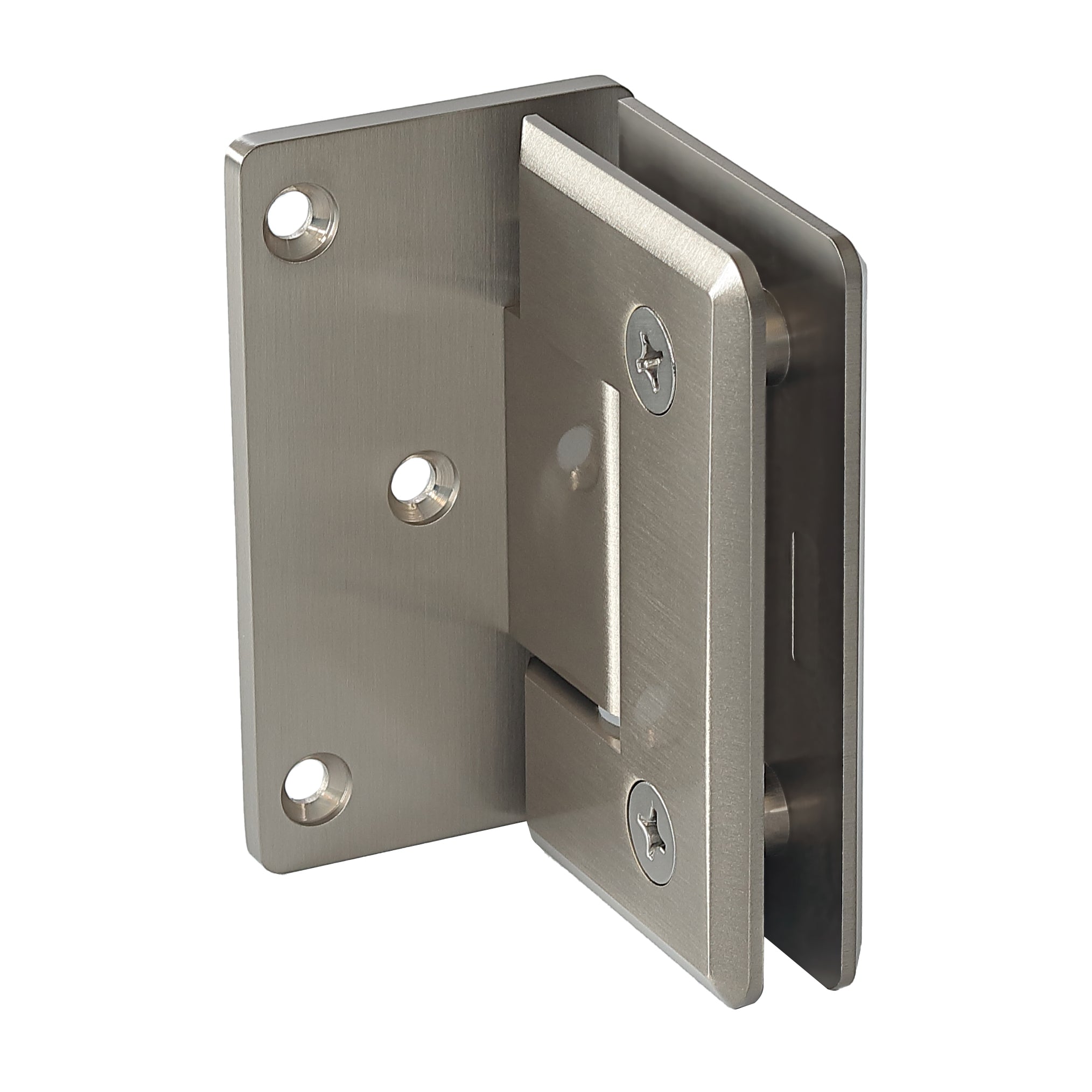 Brushed Nickel Wall Mount with Offset Backplate Beveled Series Hinge | TR502