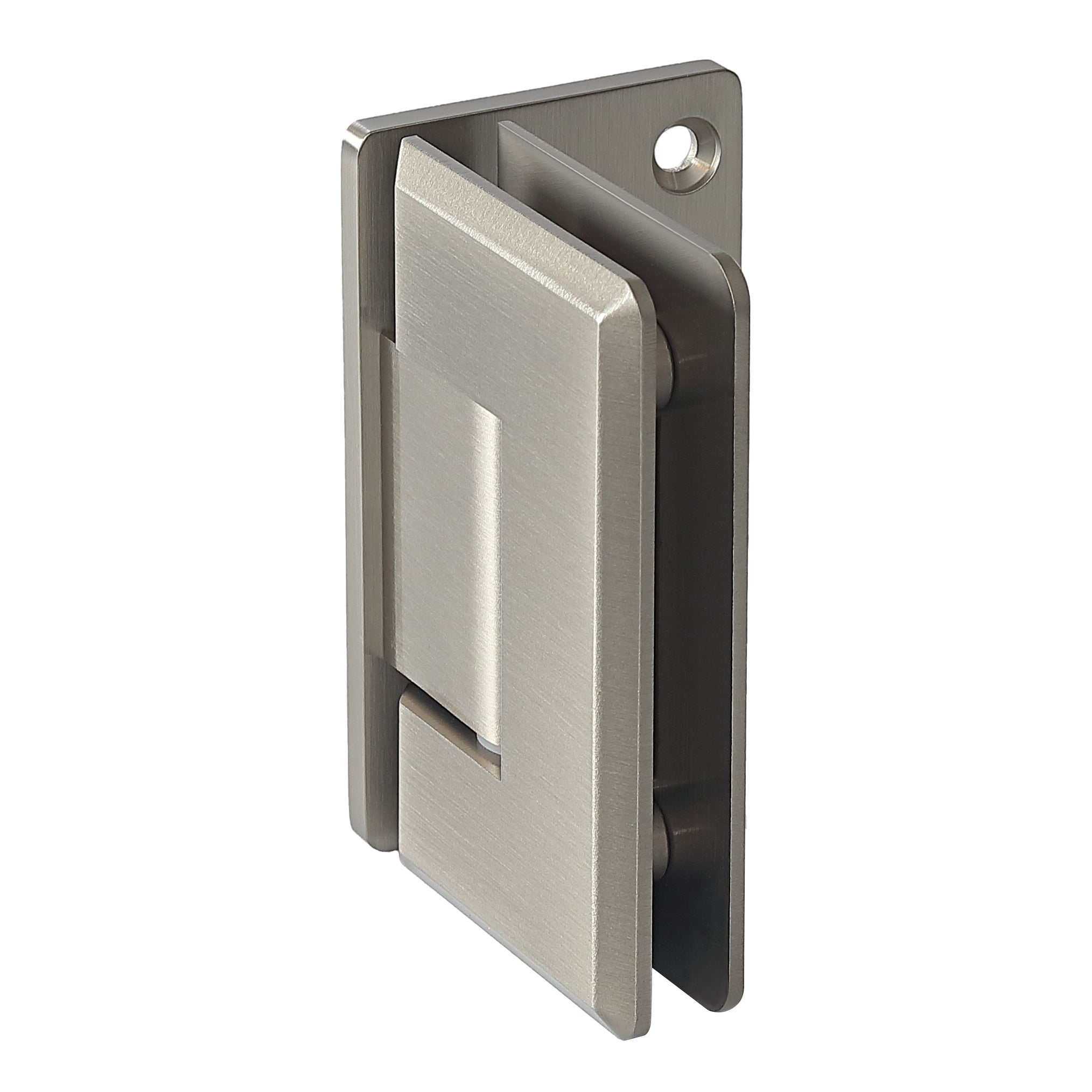 Brushed Nickel Wall Mount with Offset Backplate Beveled Series Hinge | TR502
