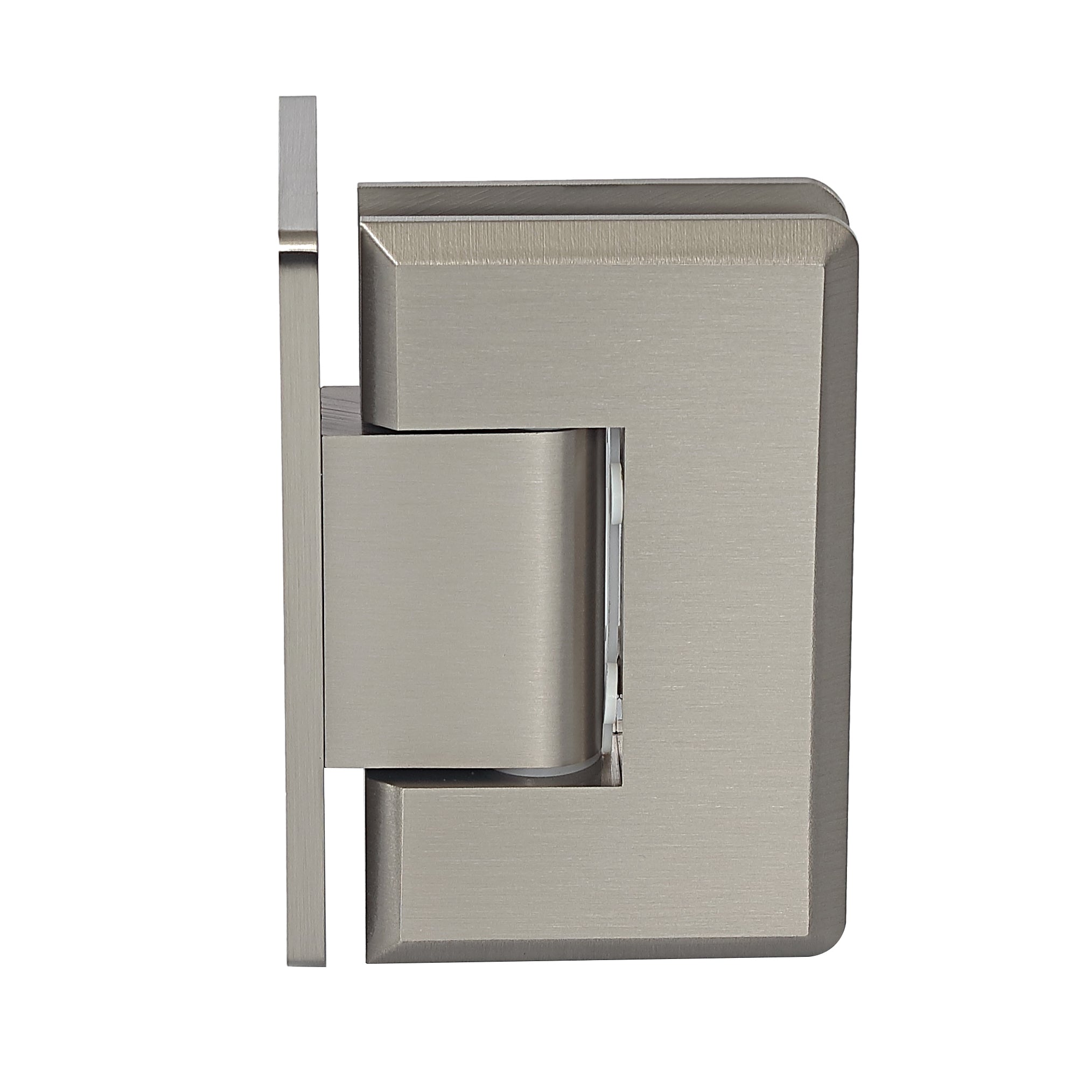 Brushed Nickel Wall Mount with Offset Backplate Beveled Series Hinge | TR502
