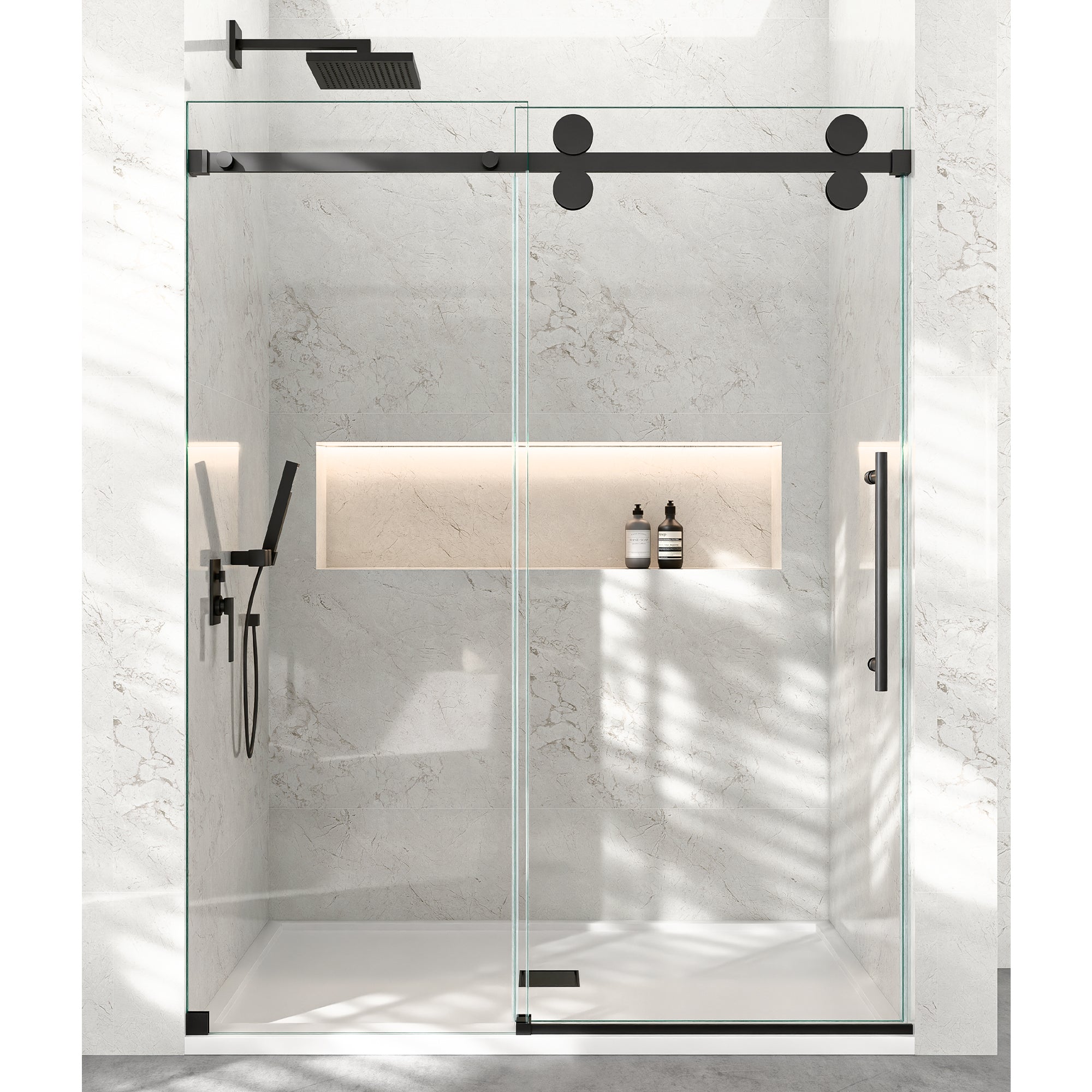 SD05-4 Framless Single Sliding Shower Door With Four Rollers Hardware Kits